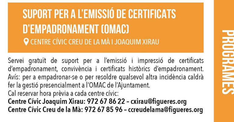 Suport per a l'emissió de certificats d'empadronament (OMAC)