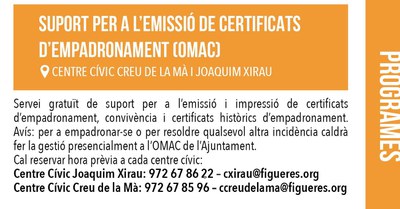 Suport per a l'emissió de certificats d'empadronament (OMAC)
